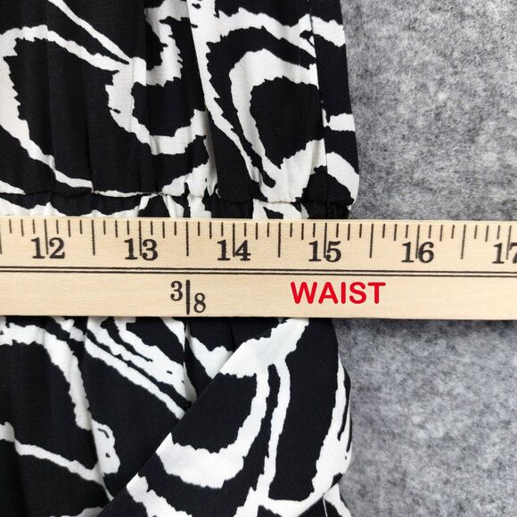 LOFT Jumpsuit Womens Small Black White Sleeveless Wide Leg Pocket Belt Viscose - Picture 5 of 14